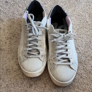 P448 Cream and Purple Sneakers
